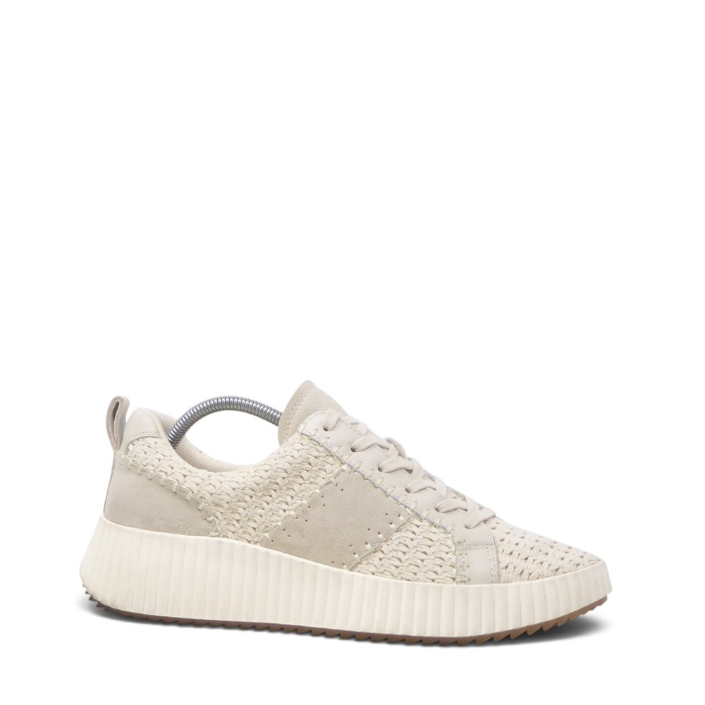Dolce Vita Womens Dolen Sneakers Shoes Ivory Woven Suede Platform 11